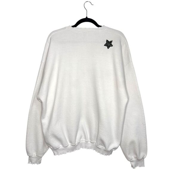 Vintage Jerzees Women’s XL Crewneck Sweatshirt Coquette Polka Dot Bows Stars 90s - Picture 6 of 8